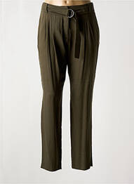 Pantalon droit tissage crêpe taille haute vert ZAPA femme