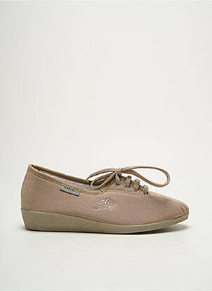 Chaussons/pantoufles fermeture lacets talon plat jusqu'à 3cm beige SEMELFLEX femme