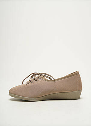 Chaussons/pantoufles fermeture lacets talon plat jusqu'à 3cm beige SEMELFLEX femme