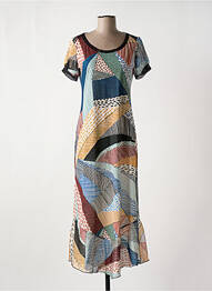 Robe longue imprimé fantaisie manches courtes bleu LO! LES FILLES femme