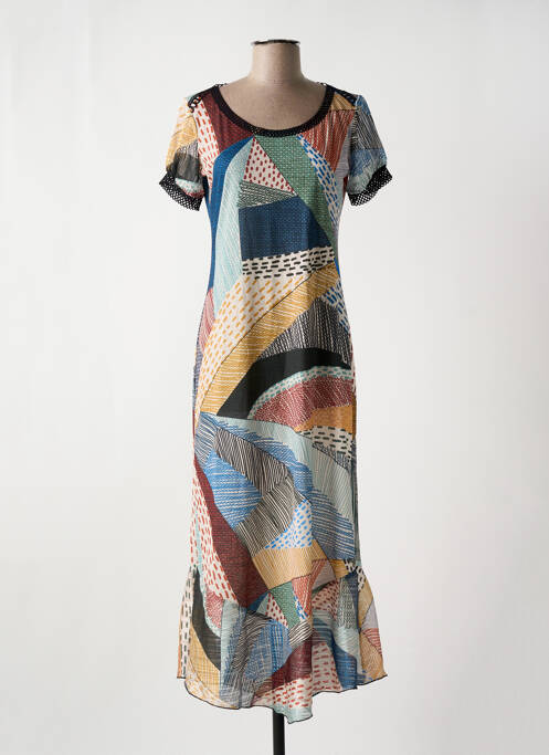 Robe longue imprimé fantaisie manches courtes bleu LO! LES FILLES femme