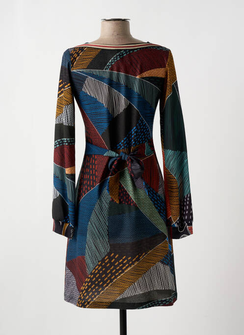 Robe mi-longue imprimé fantaisie manches longues bleu LO! LES FILLES femme