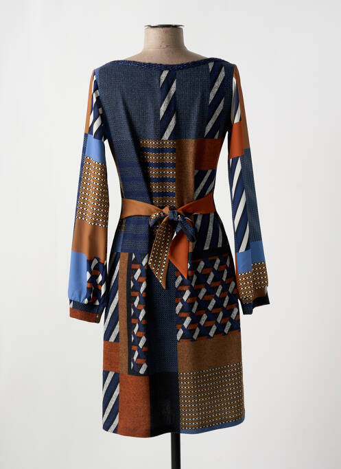 Robe mi-longue imprimé fantaisie manches longues marron LO! LES FILLES femme