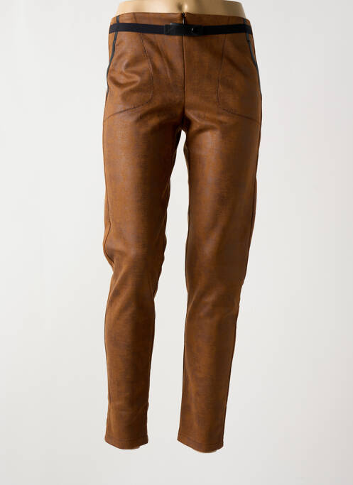 Pantalon slim stretch taille haute marron LO! LES FILLES femme