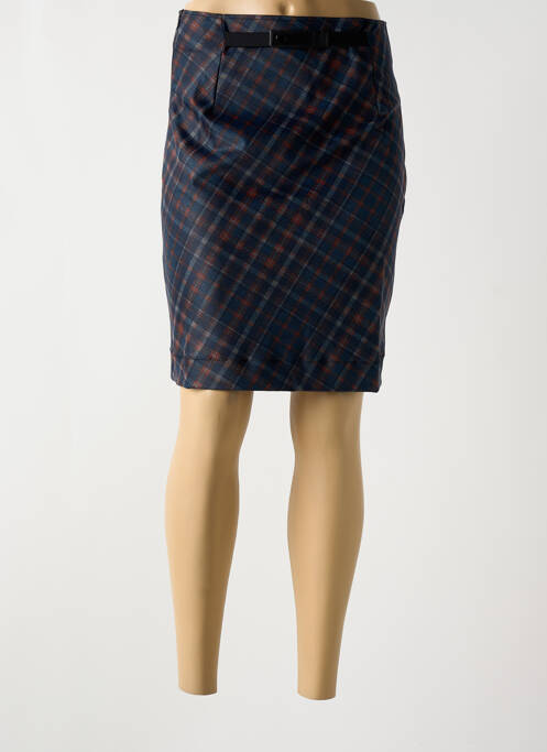 Jupe mi-longue taille à pinces bleu LO! LES FILLES femme