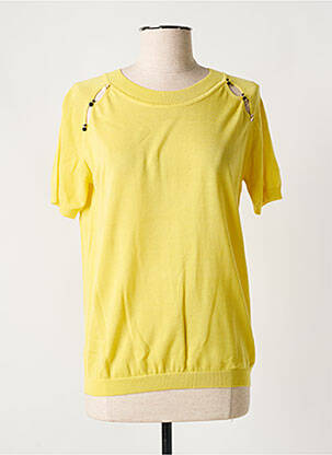 Pull stretch manches courtes jaune CRISTINA femme