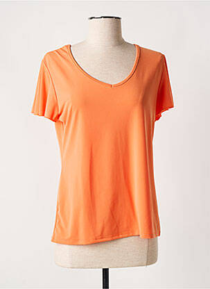 T-shirt col v manches courtes orange GENUINE femme