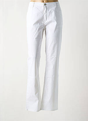 Pantalon droit fermeture zippée sous rabat boutonné taille basse blanc YOULINE femme