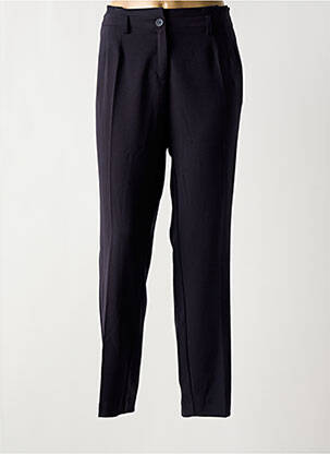 Pantalon chino fermeture zippée sous rabat boutonné taille haute bleu PAZ TORRAS femme