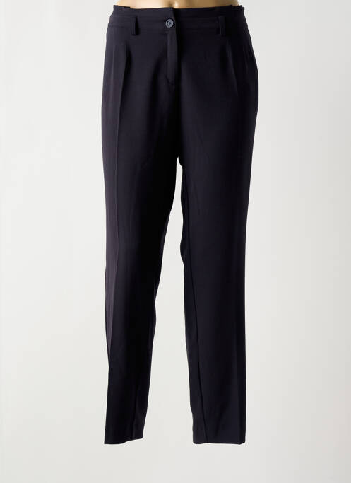 Pantalon chino fermeture zippée sous rabat boutonné taille haute bleu PAZ TORRAS femme