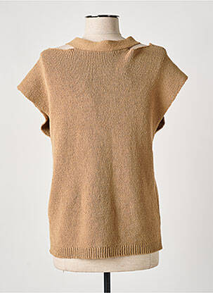 Pull coupe cintrée manches courtes marron CREAM femme