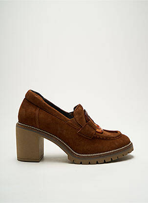 Mocassins nubuck talon de 4 à 6cm marron SOFTWAVES femme