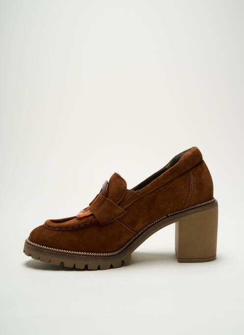 Mocassins nubuck talon de 4 à 6cm marron SOFTWAVES femme