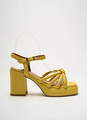 Sandales/nu pieds semi compensé talon de 4 à 6cm jaune ANGEL ALARCON femme