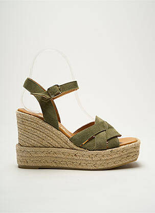 Espadrilles nubuck talon de 7 à 9cm vert MAYPOL femme