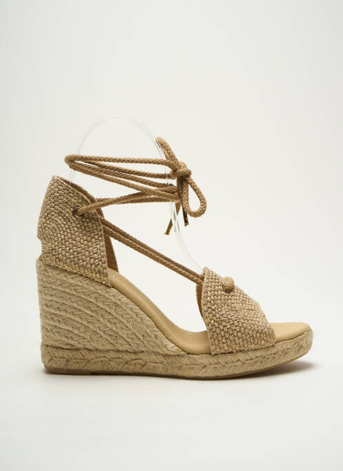 Espadrilles tissage satiné talon de 7 à 9cm or MAYPOL femme