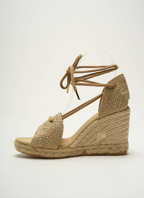 Espadrilles tissage satiné talon de 7 à 9cm or MAYPOL femme