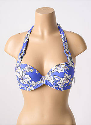 Haut de maillot de bain bretelles élastiquées haut soutien-gorge push-up bleu AUBADE femme