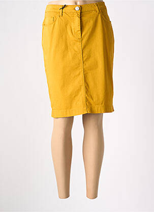 Jupe mi-longue taille à pinces jaune EAST DRIVE femme