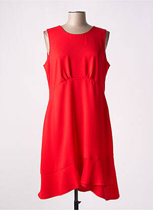 Robe mi-longue tissage crêpe sans manche rouge EVA KAYAN femme