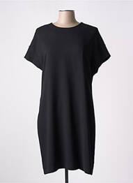Robe mi-longue tissage crêpe manches courtes noir EVA KAYAN femme