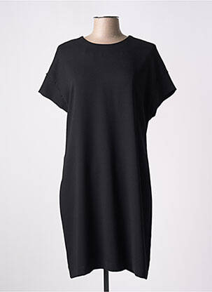 Robe mi-longue tissage crêpe manches courtes noir EVA KAYAN femme