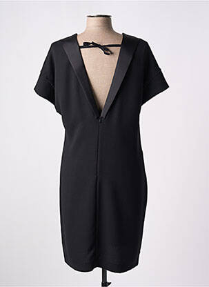 Robe mi-longue tissage crêpe manches courtes noir EVA KAYAN femme