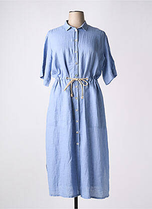 Robe longue manches courtes manches courtes bleu MAT DE MISAINE femme