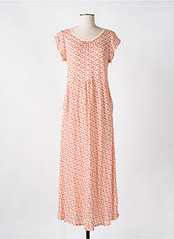 Robe longue imprimé fantaisie manches courtes orange GUITARE femme