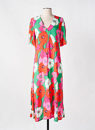 Robe longue manches courtes manches courtes rouge SIGNE NATURE femme