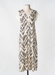 Robe longue imprimé fantaisie manches courtes beige GUITARE femme