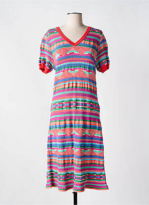 Robe longue imprimé fantaisie manches courtes bleu ALDO MARTIN'S femme