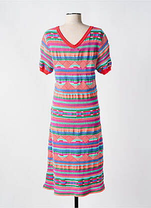 Robe longue imprimé fantaisie manches courtes bleu ALDO MARTIN'S femme