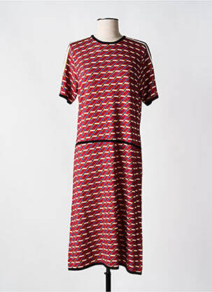 Robe mi-longue imprimé fantaisie manches courtes rouge JEI'S BY LETIZIA DENARO femme