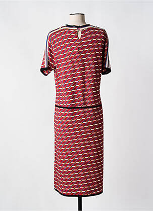 Robe mi-longue imprimé fantaisie manches courtes rouge JEI'S BY LETIZIA DENARO femme