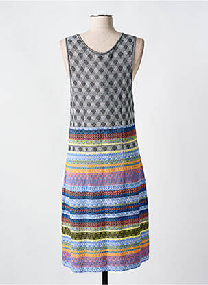 Robe mi-longue imprimé fleurs sans manche noir ALDO MARTIN'S femme