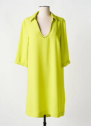 Robe mi-longue manches 3/4 manches 3/4 jaune DEVERD femme