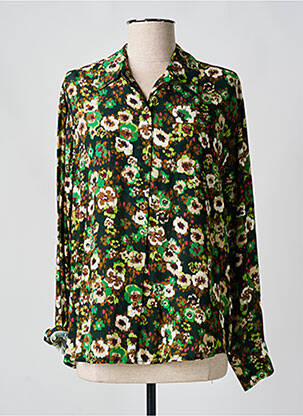 Chemisier imprimé fleurs manches longues vert SIGNE NATURE femme