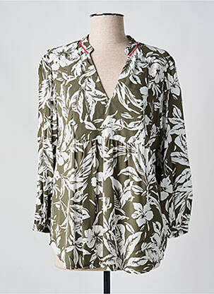 Blouse tissage popeline manches longues vert DEVERNOIS femme