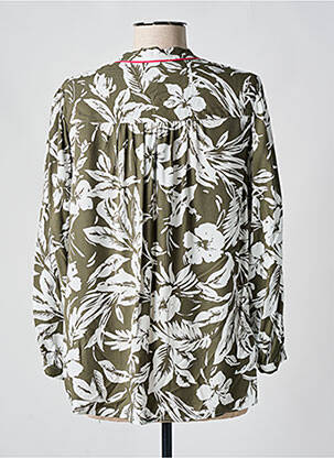 Blouse tissage popeline manches longues vert DEVERNOIS femme