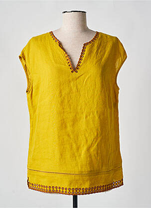Blouse tissage crêpe manches courtes jaune DEVERNOIS femme