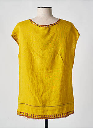 Blouse tissage crêpe manches courtes jaune DEVERNOIS femme