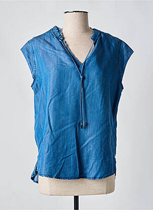 Blouse col v manches courtes bleu DEVERNOIS femme