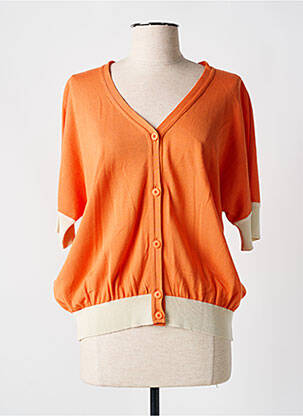 Gilet manches courtes resserrée sur le bas orange DEVERNOIS femme