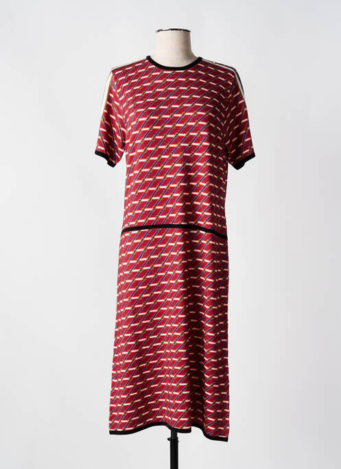 Robe mi-longue imprimé fantaisie manches courtes rouge JEI'S BY LETIZIA DENARO femme
