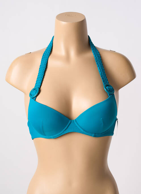 Haut de maillot de bain bretelles élastiquées haut soutien-gorge push-up bleu AUBADE femme
