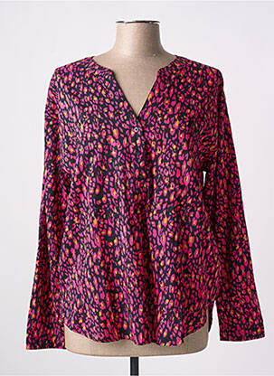 Blouse poignets boutonnés avec fente manches longues rose EDC femme