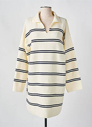 Robe pull coupe droite manches longues beige EMILIE.K femme