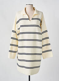 Robe pull coupe droite manches longues beige EMILIE.K femme