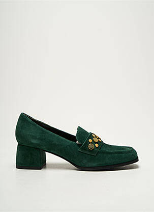 Mocassins nubuck talon de 4 à 6cm vert REQINS femme